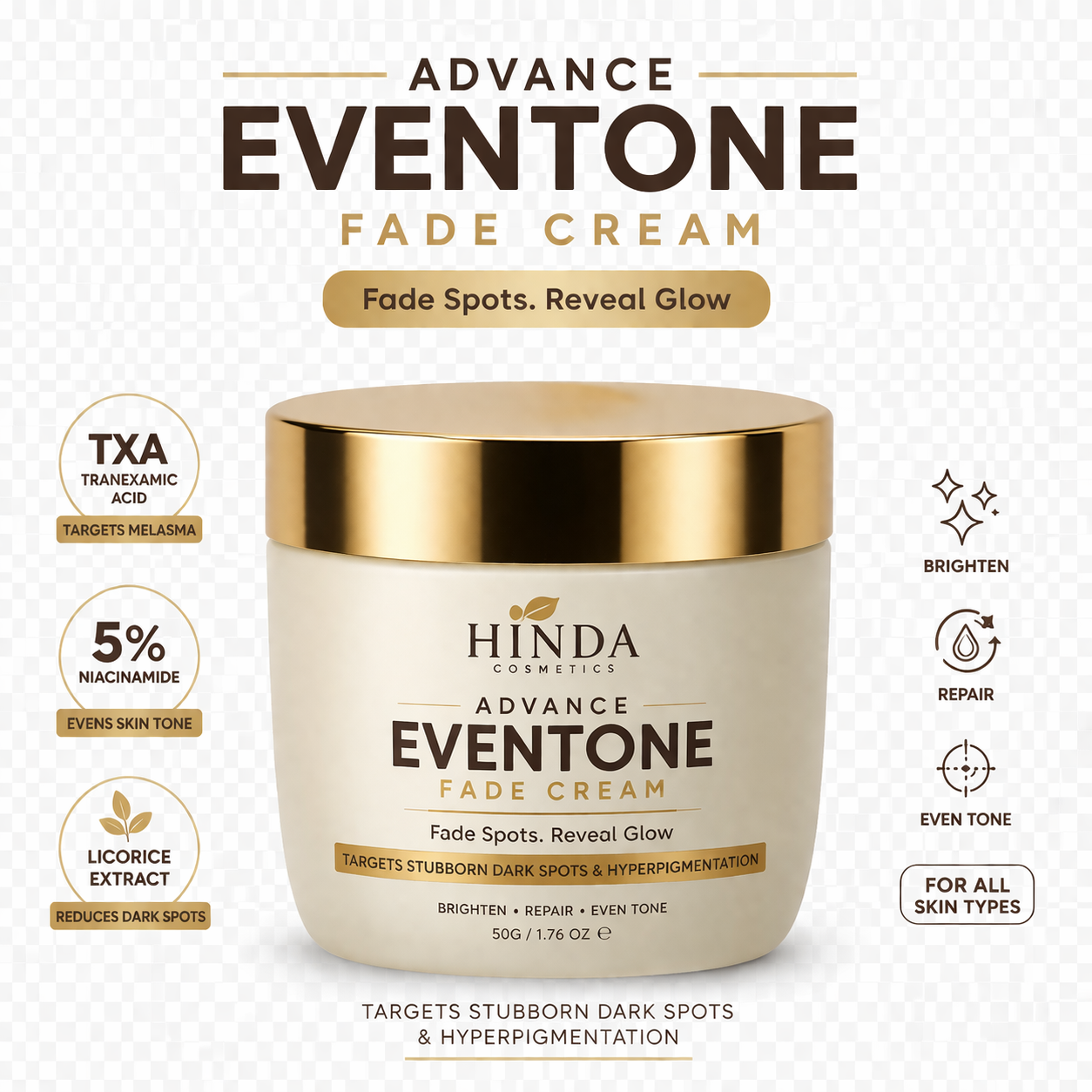 ADVANCE EVENTONE FADE CREAM | 200ml | Fade Spots. Reveal Glow For Face & Body